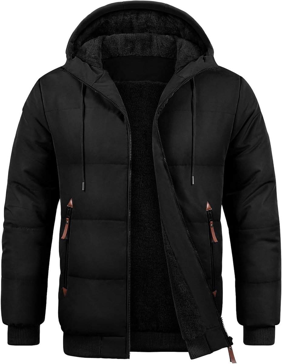 Herenjas voor de winter, fleece, warm, gevoerd, met capuchon en zakken, thermische parka, casual, voor de herfst
