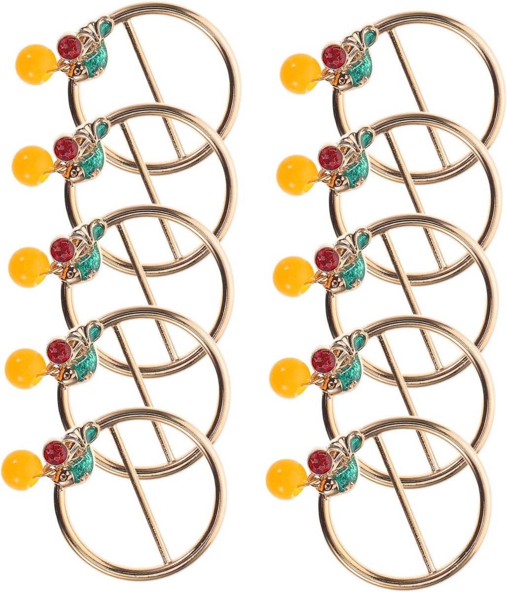 10 Stuks Japanse Sjaalknoop Kledingring Decor Sjaal Ring Clip Sjaal Ring Voor Vrouwen Vestelijke Clip Kleine Sjaalclips Mode -accessoires Kleding Gespen Gouden Legering