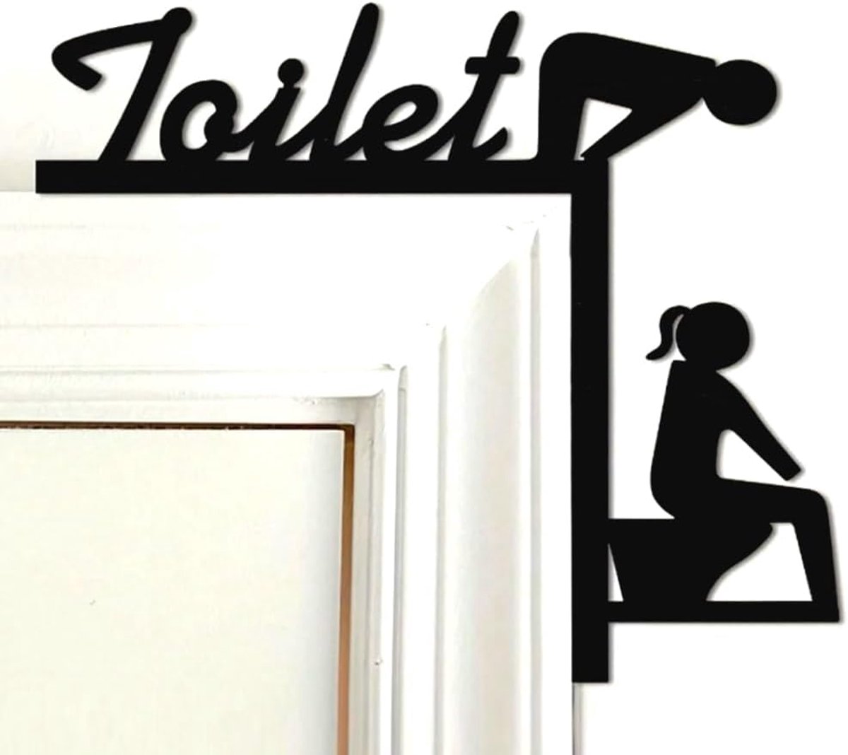 Gastentoiletbord, ophanging, geen plakken, geen boren, gastenwc-bord, toiletbord, wc-deurbord, toiletdecoratie voor binnen, voor woonkamertoiletten en deuren (zwart)