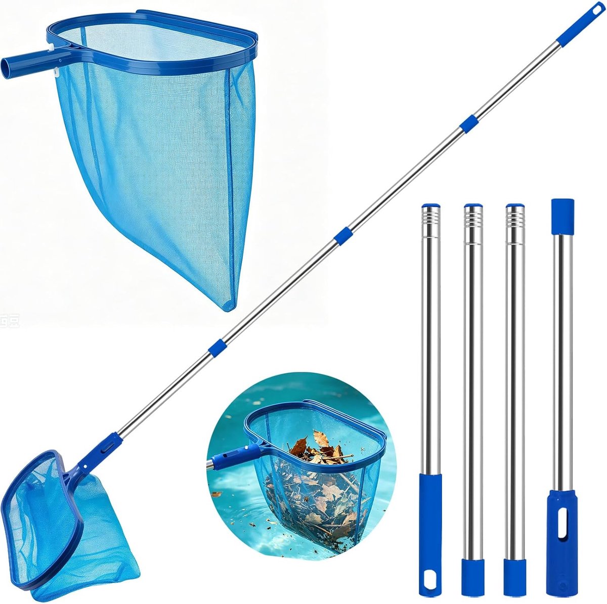 4BAOHUI Zwembadschepnet met telescoopstang, 175 cm, fijnmazig, 35 cm diep vijvernet, zwembadschepnet voor zwembad, vijver, algen en Bestway zwembad, opstelzwembad, kinderbad, whirlpool