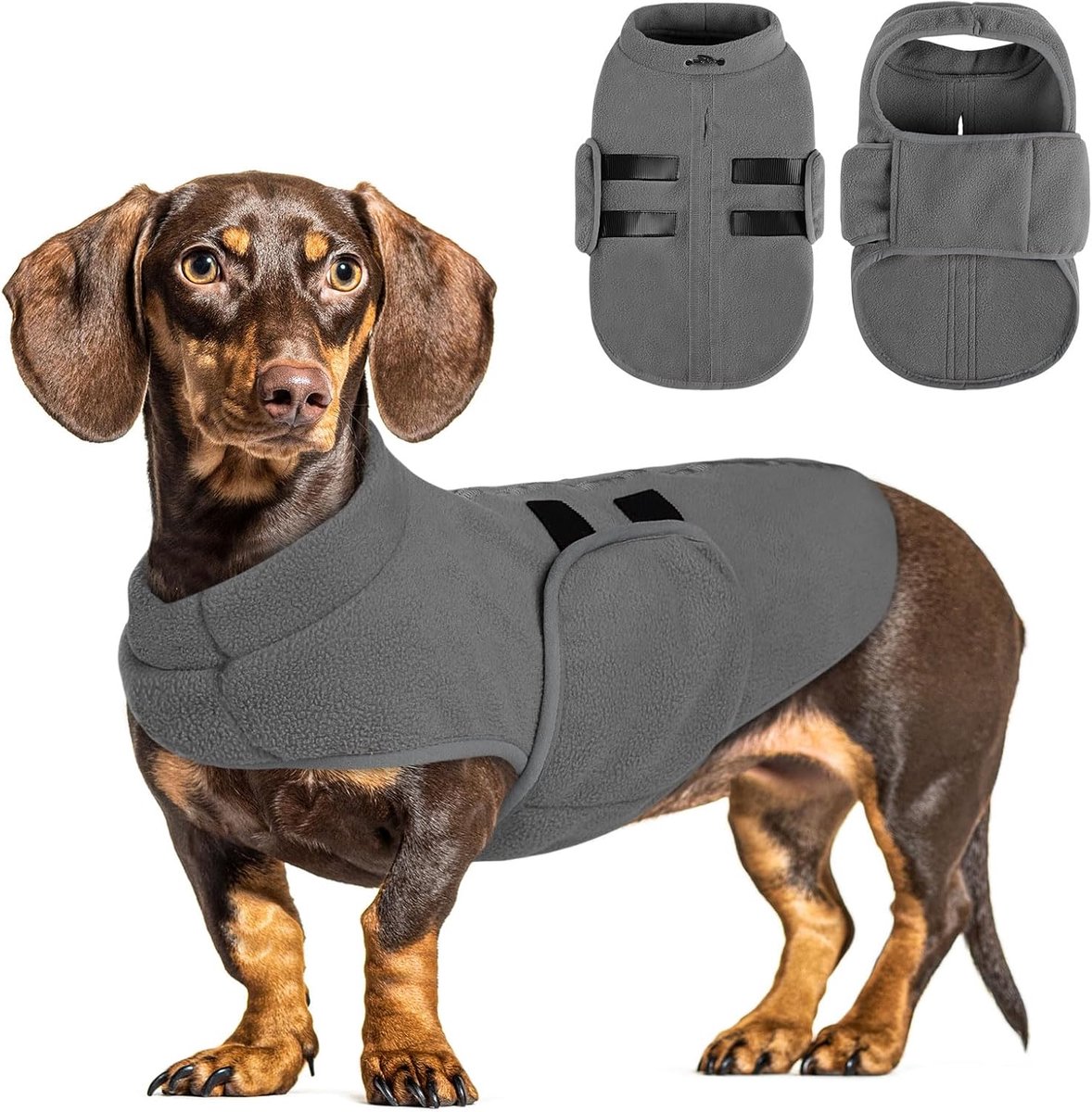 Fleece trui hond hondenpullover voor kleine honden, hondenweste winter voor Yorkshire, poedel, Pomeranian, grijs, S