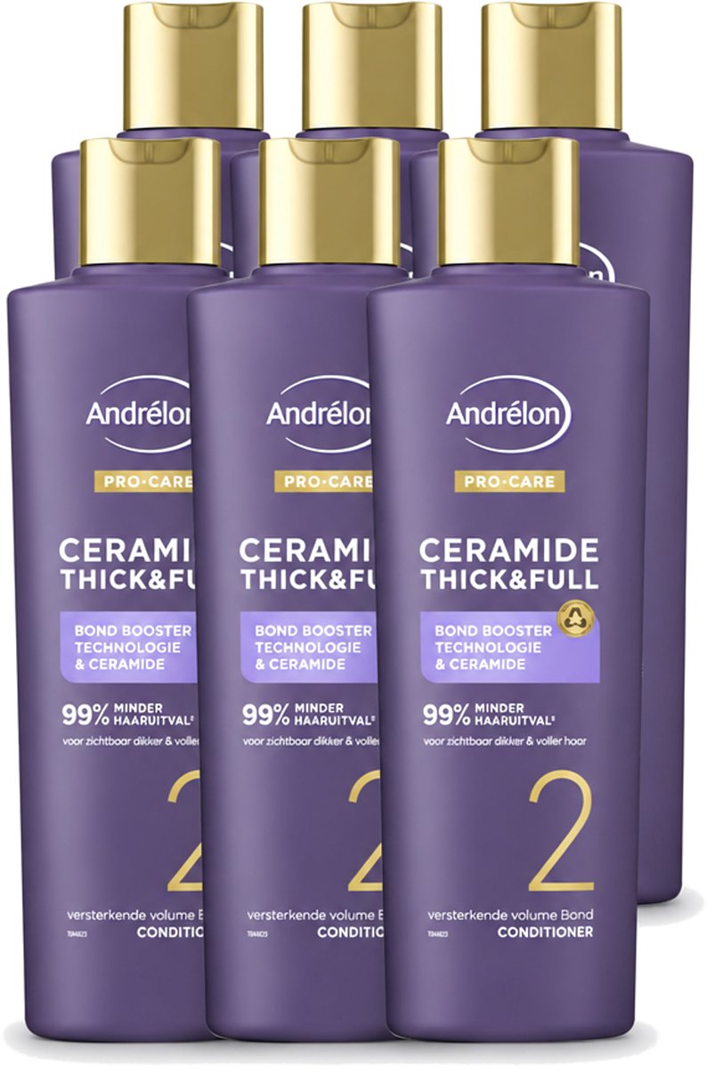 6 x Andrélon – Conditioner – Pro Care Ceramide Thick & Full – 250 ml - Voordeelverpakking - 6 stuks