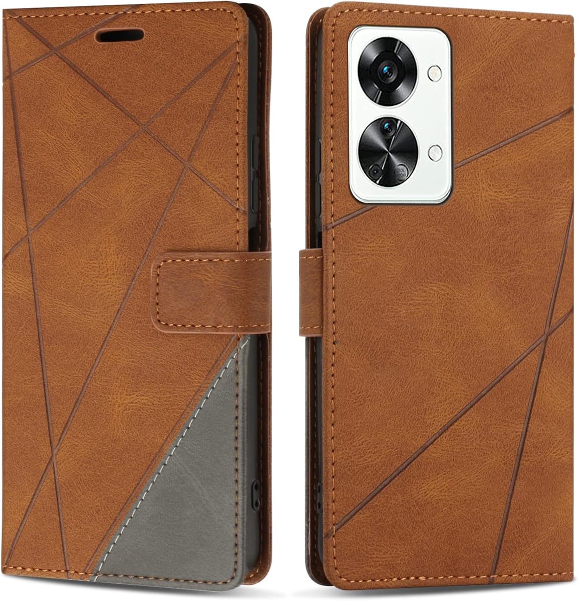 Hoesje voor OnePlus Nord 2T 5G, Premium Lederen Portemonnee Beschermhoes Telefoonhoesjes met Kaartenvakken Beschermhoesje voor OnePlus Nord 2T 5G, Bruin
