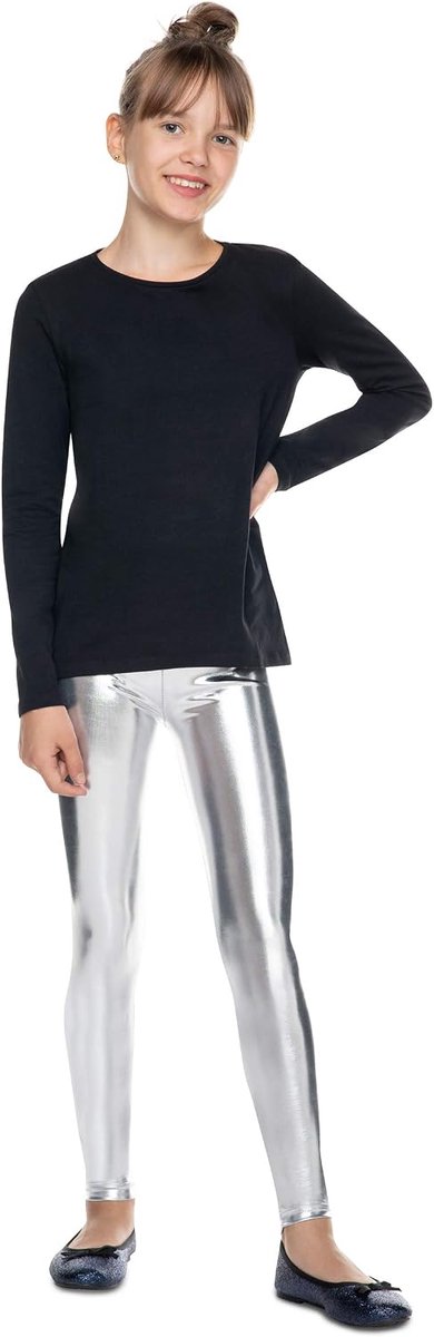 Leggings Volledige Lengte Metallic Natte Look Broek Lederen Imitatie Kinderen 2-13 Jaar