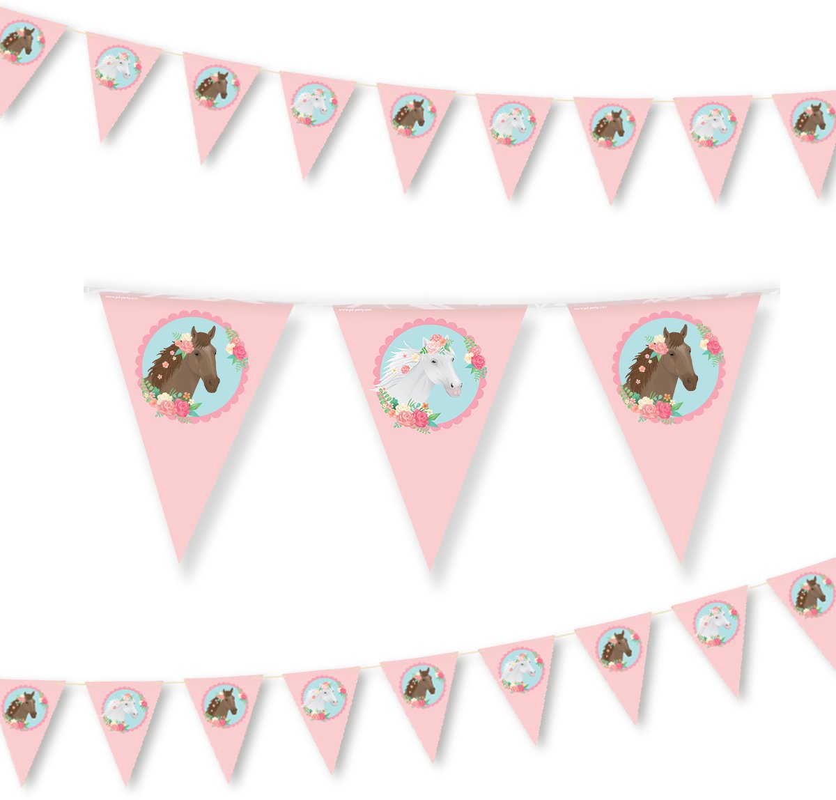 LUQ – Paarden Kinderfeestje Vlaggenlijn – 10m – Horse Party Birthday Decoratie – Verjaardag Versiering – Direct Ophangen