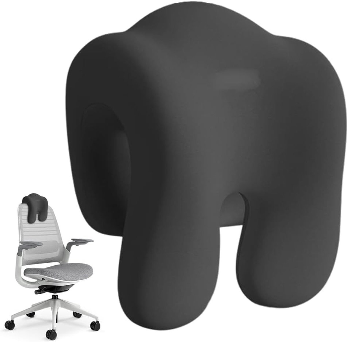 Ergonomische Neksteun voor Bureaustoelen met Geheugen Effect - Zwart Kussen voor Ondersteuning van Nek en Hoofd, Ideaal voor Thuis en Kantoor