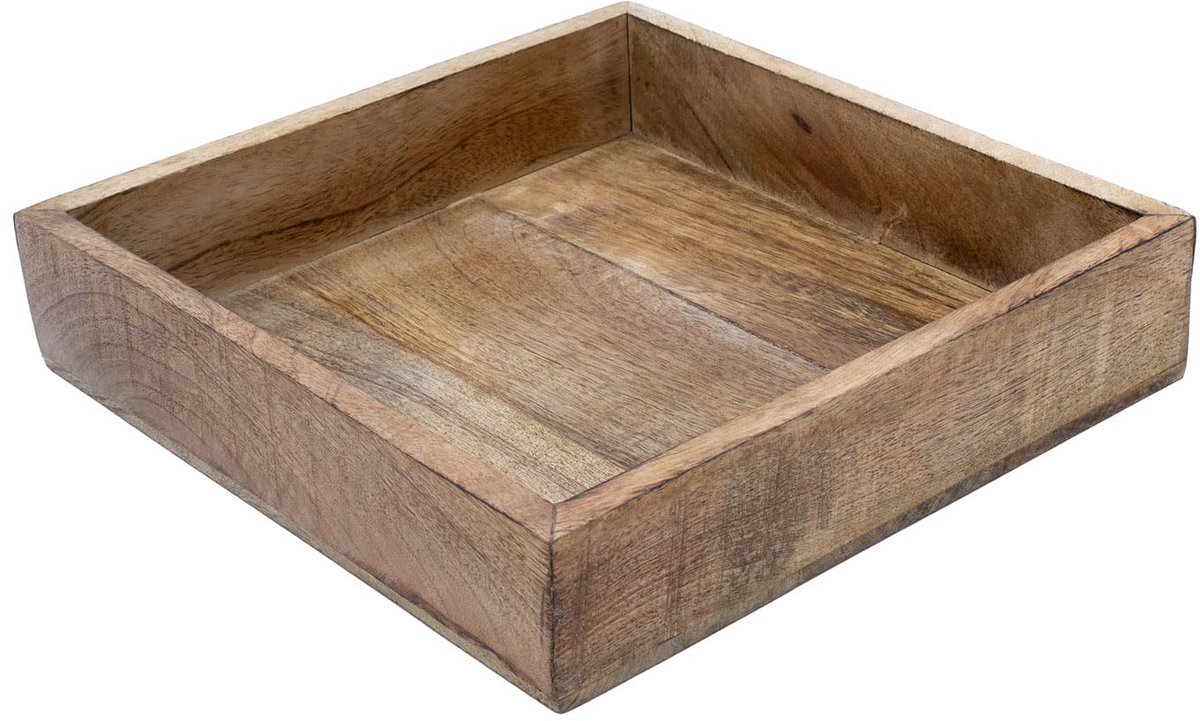 Famanu Dienblad Vierkant - 25 cm - Decoratieve Houten Schaal - Kaarsendienblad - Serveerschaal - Kaarsenschaal wit