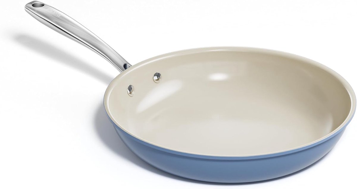 Keramische pannen met antiaanbaklaag, 28 cm, met antiaanbaklaag van aluminium, inductiepannen voor alle kookplaten, zonder PTFE, PFAS en PFOA, geschikt voor oven, blauw