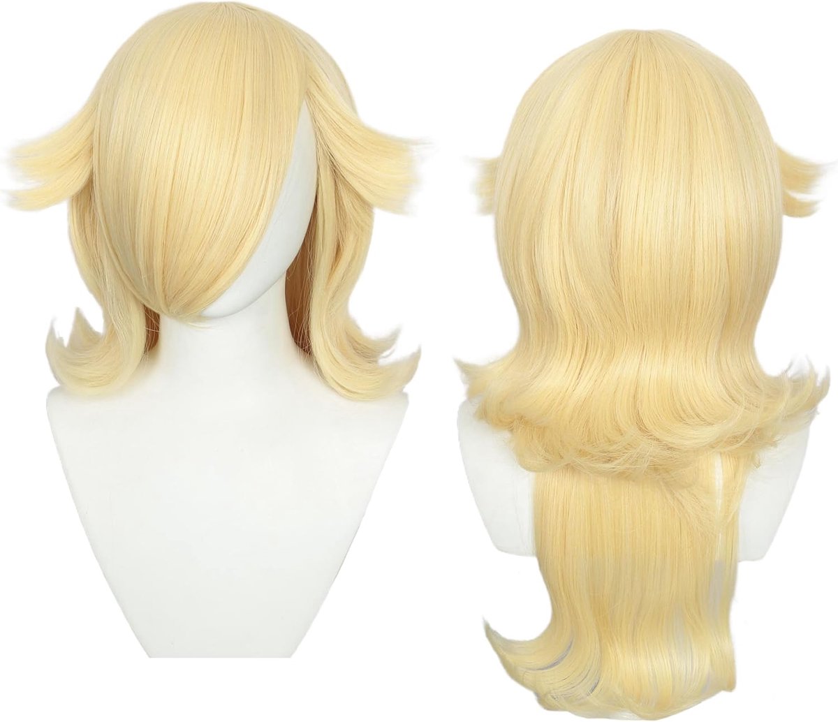 Cosplay prinses lange gladde pruik van kunsthaar voor dames, geschikt voor Halloween, kostuumfeestjes (blond)
