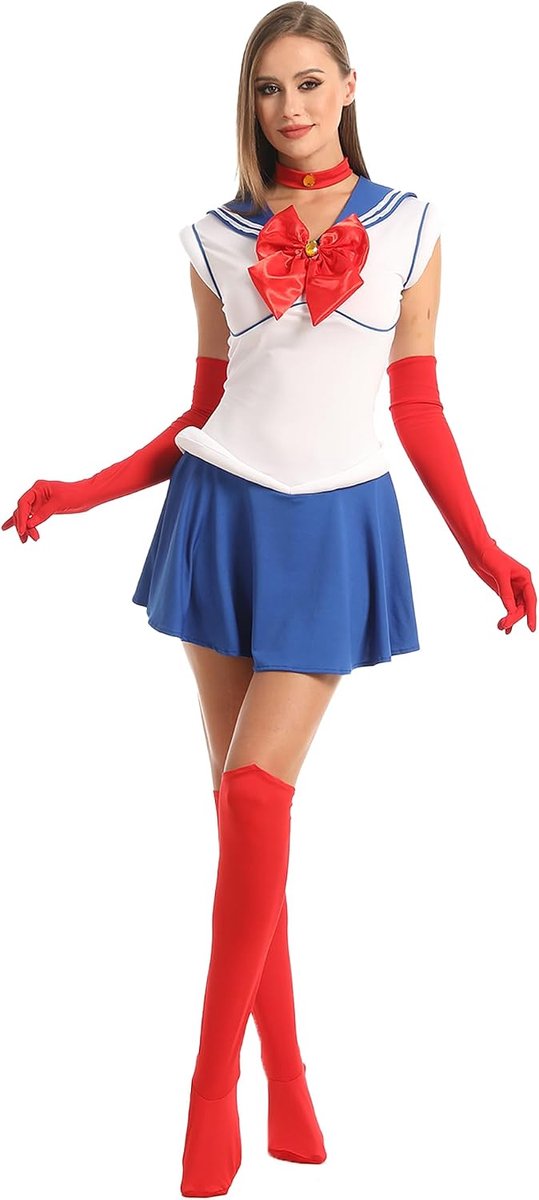 Sailor Moon kostuum Sailor Moon voor dames, cosplay, Tsukino Usagi, compleet, 8 stuks, met accessoires, Halloween en carnaval