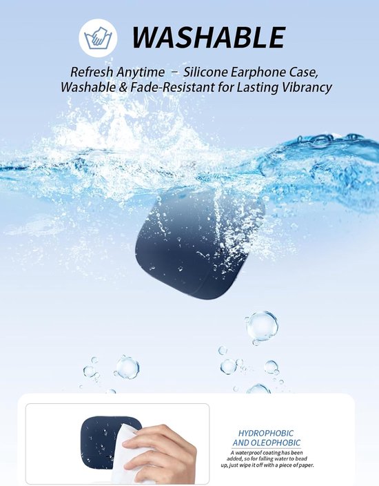 Hoes voor EarFun Air Pro 4+ oordopjes, zachte siliconen beschermhoes, compatibel met EarFun Air Pro 4 Plus, met koord, stofdicht, stootvast en duurzaam, blauw — afbeelding 3