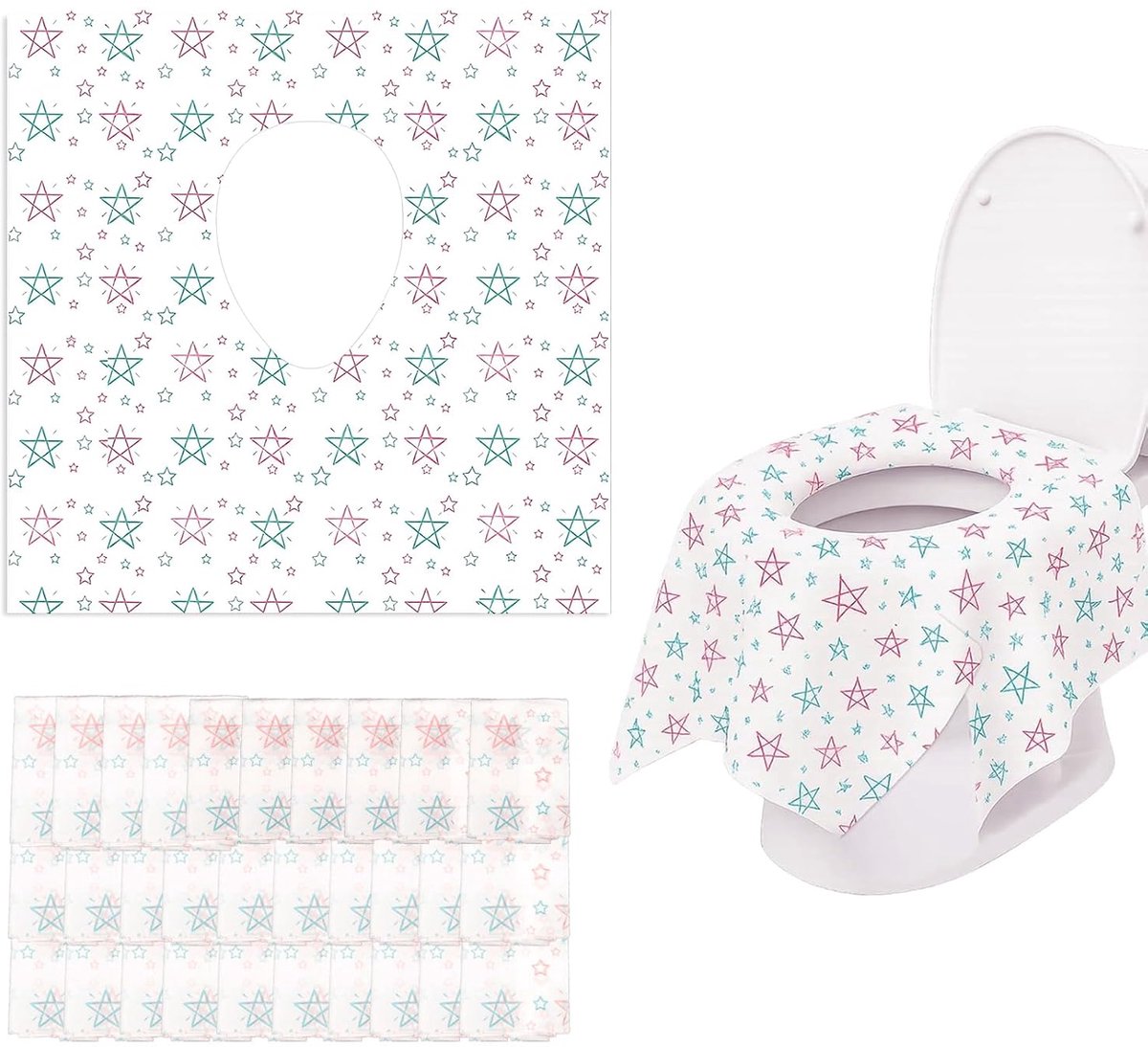 Toiletzitting, 30 stuks, wegwerp toiletkussens, toiletbrilhoes voor kinderen, toiletpapieronderlegger voor winkelcentra, ziekenhuizen, kantoren, ziekenhuizen, kantoren, ziekenhuizen, kantoor