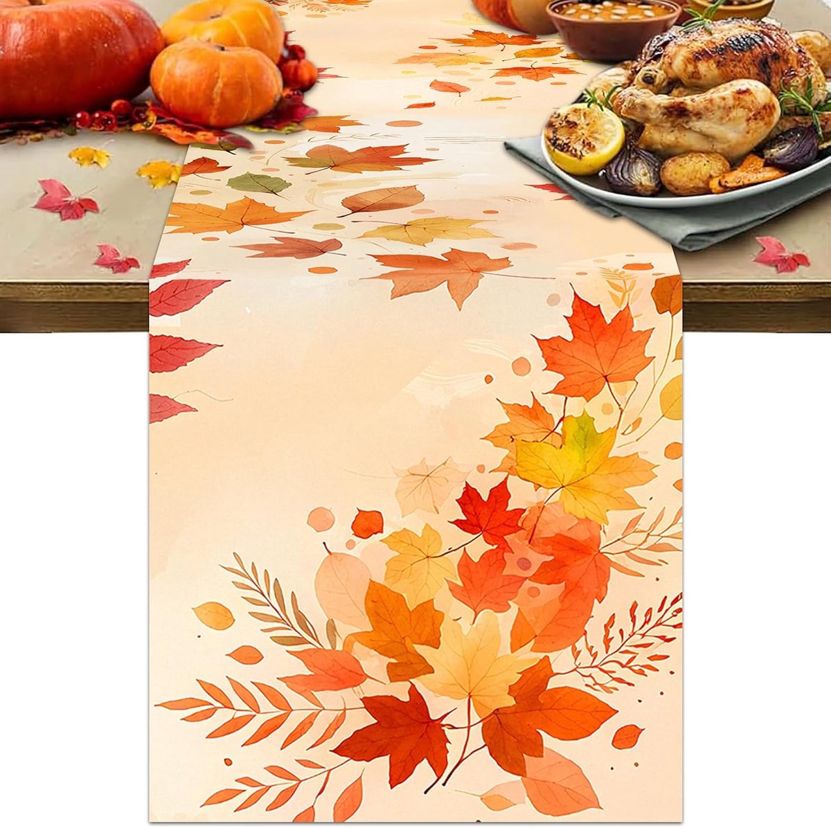 Tafelloper herfst, 180 x 35 cm, tafelkleed, herfstloper, Thanksgiving loper