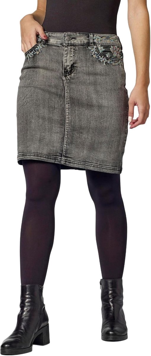 Rok met zakken van jacquard, grijs