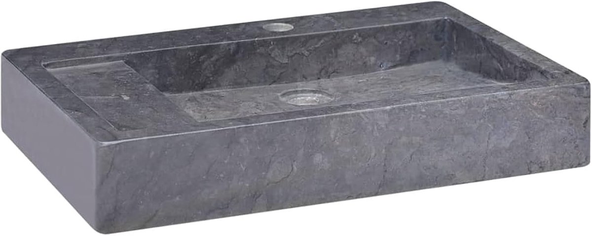 Wastafel opzetwastafel stenen wastafel natuursteen wastafel badkamer zwart 58x39x10 cm marmer