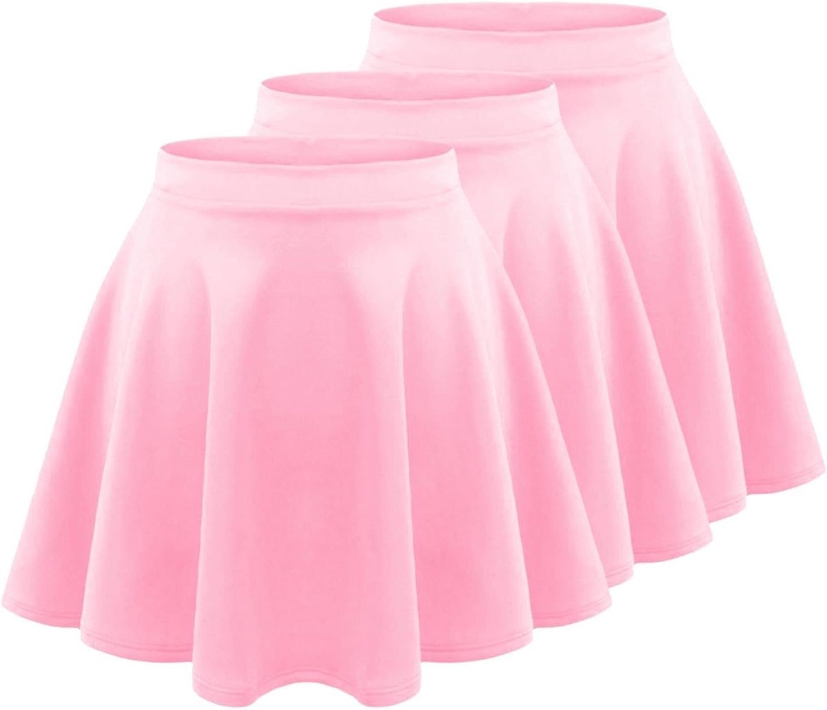 Skaterrok voor meisjes, set van 3 stuks, hoge taille, zomerrokken voor kinderen, knielang, uitlopende zwarte minirok voor balletdansen, casual effen meisjesrokken voor schooluniform