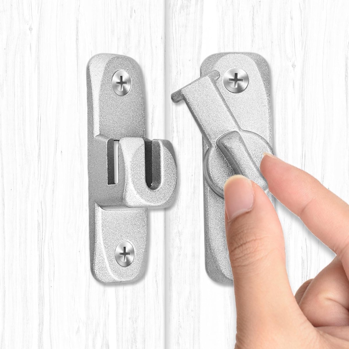 1 Stuks Zilveren Schuifdeur Grendel, Versterkt Aluminiumlegering Deurslot, Binnenvergrendeling voor Badkamer, Slaapkamer, Schuur of Raam