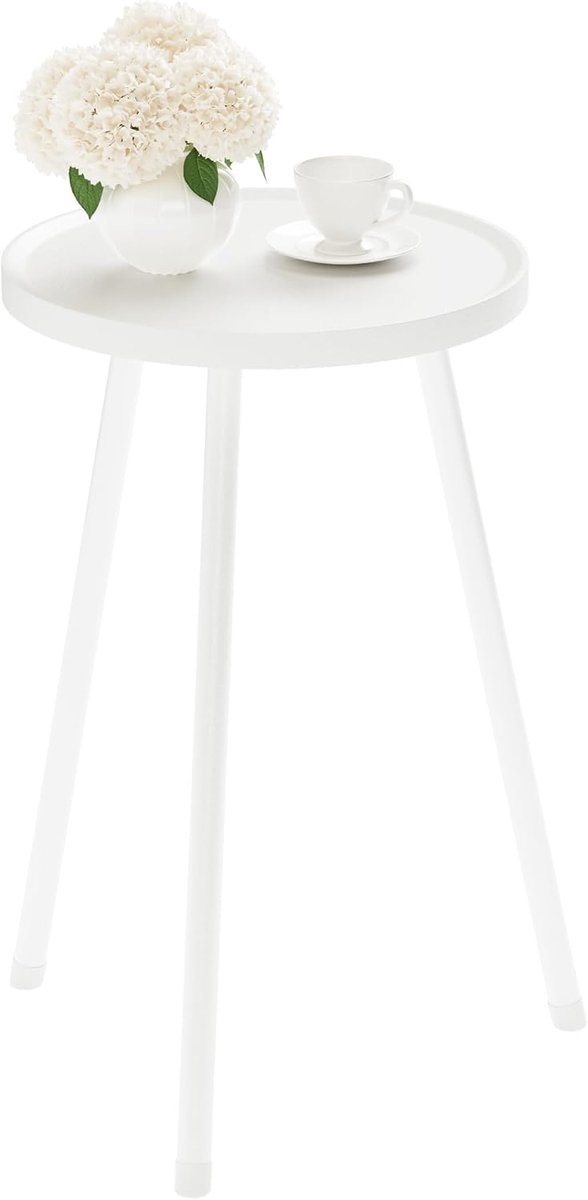 bijzettafel voor bank, dranktafel, miniruunder tafel, salontafel, snacktafel voor kleine ruimtes, woonkamer, slaapkamer, sofa LET520W (wit) — afbeelding 5