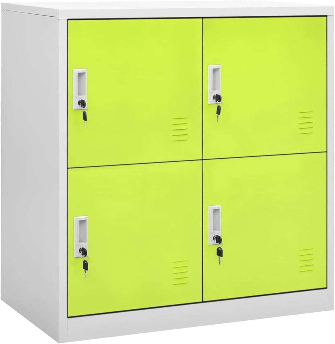 Lockerkasten stalen utiliteitskast met sloten, kantoorstalen archiefkast voor garage, kantoor, klaslokaal en huis lichtgrijs en groen 90x45x92,5 cm staal