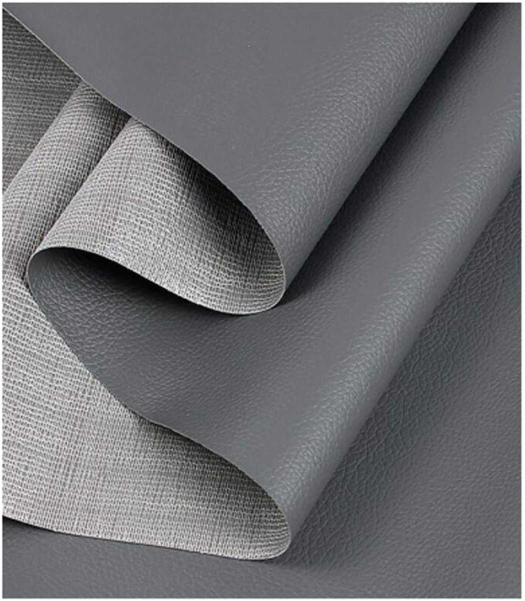 Nepleer, vinyl, voor kleding maken, bekleding, tafelkleed, tassen, korte broeken, rokjes, materiaal, kunstleder, materiaal bekleding, autovoering, lederen stof, maat: 1,38 x 1 m, kleur: grijs)