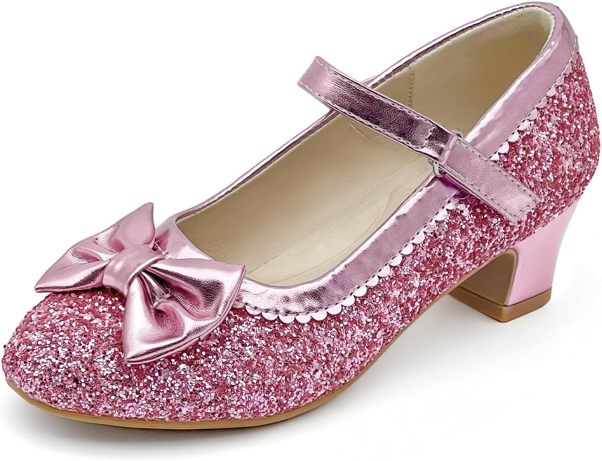 Schoenen voor meisjes, Mary Jane, schoenen met hak met pailletten, dansschoenen voor kinderen, voor feestjes, cosplay, verjaardag, ceremonie, bruiloft, glanzende schoenen