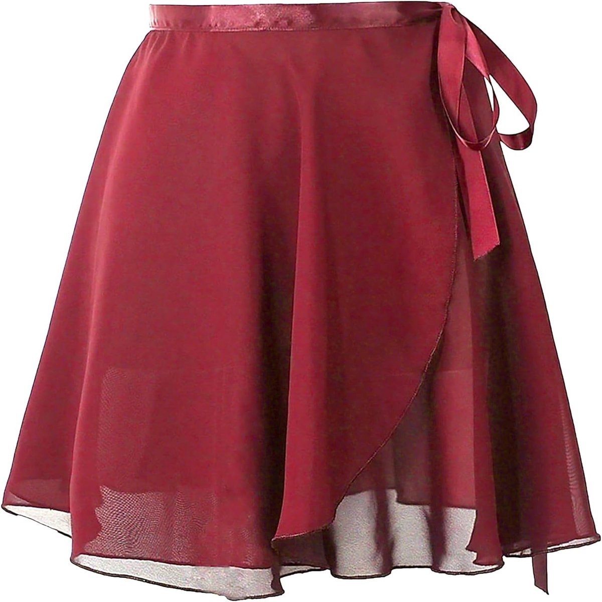 Klassieke dansrok voor dames, meisjes en meisjes, wikkelrok van chiffon met verstelbare veters in de taille