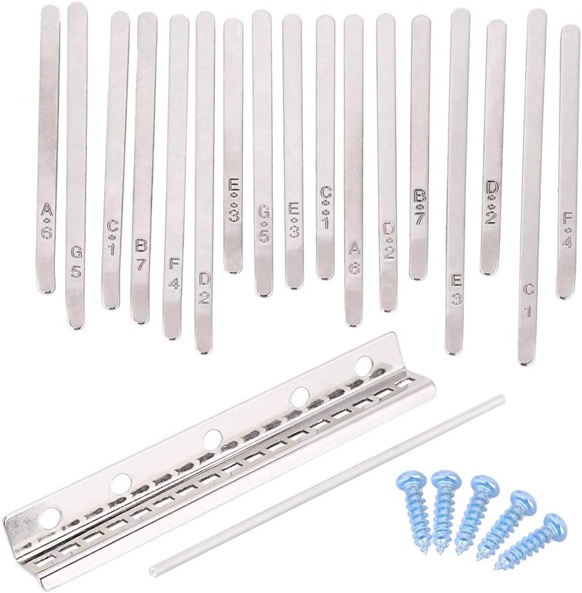 Klaviertasten Set Kit, Professioanl Qualität, 17 Edelstahl-Tasten, Bridge Saddle für Kalimba Thumb Piano DIY, Handmade Music, Professionals, Education