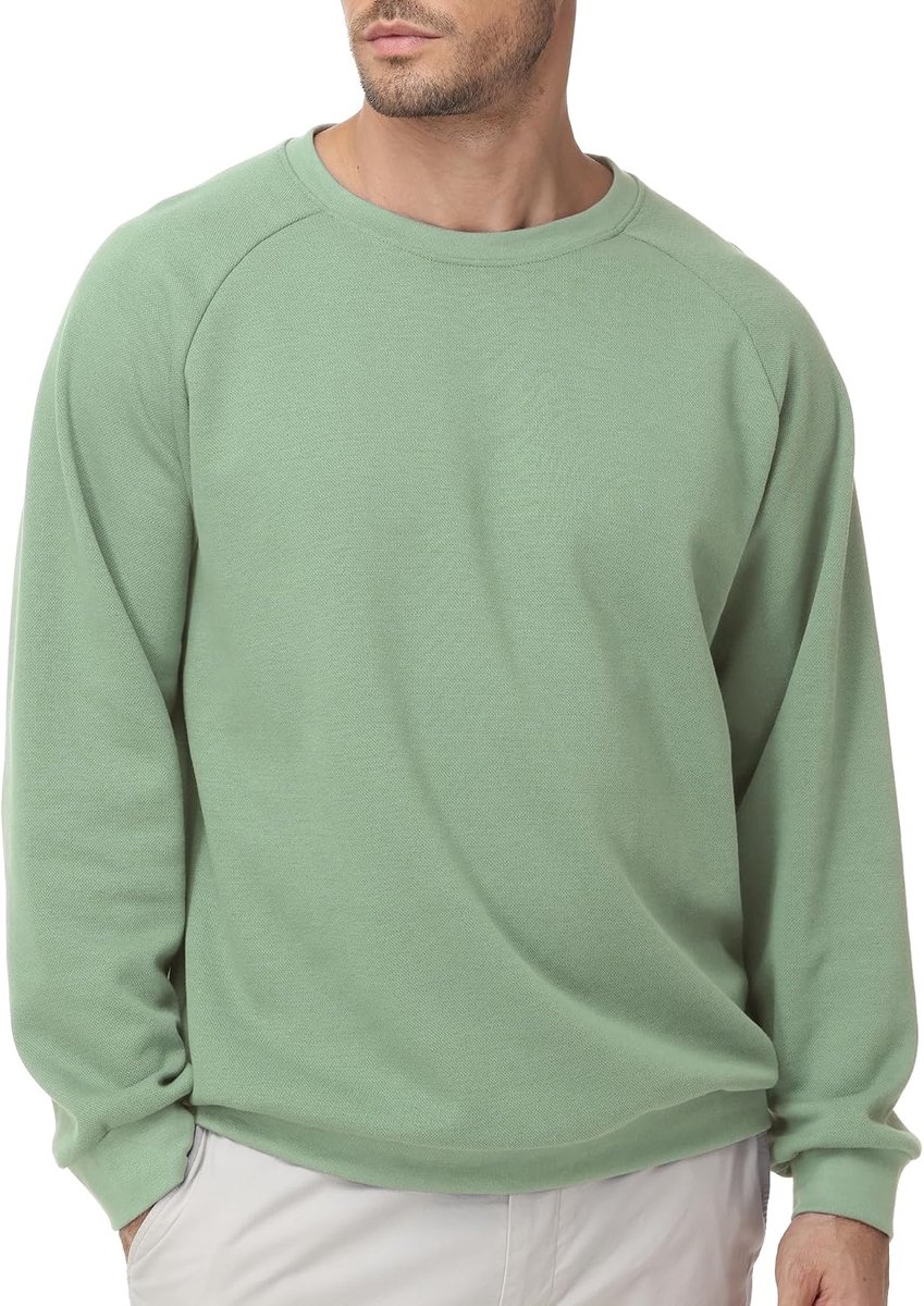 Sweatshirt voor heren, ronde hals, lichte katoenen trui, effen shirt met lange mouwen voor dagelijks gebruik en layering