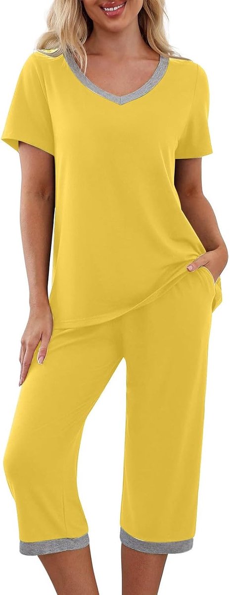 Dames huiskleding, korte mouwen zijden pyjama, veelkleurig zomerpak voor dames