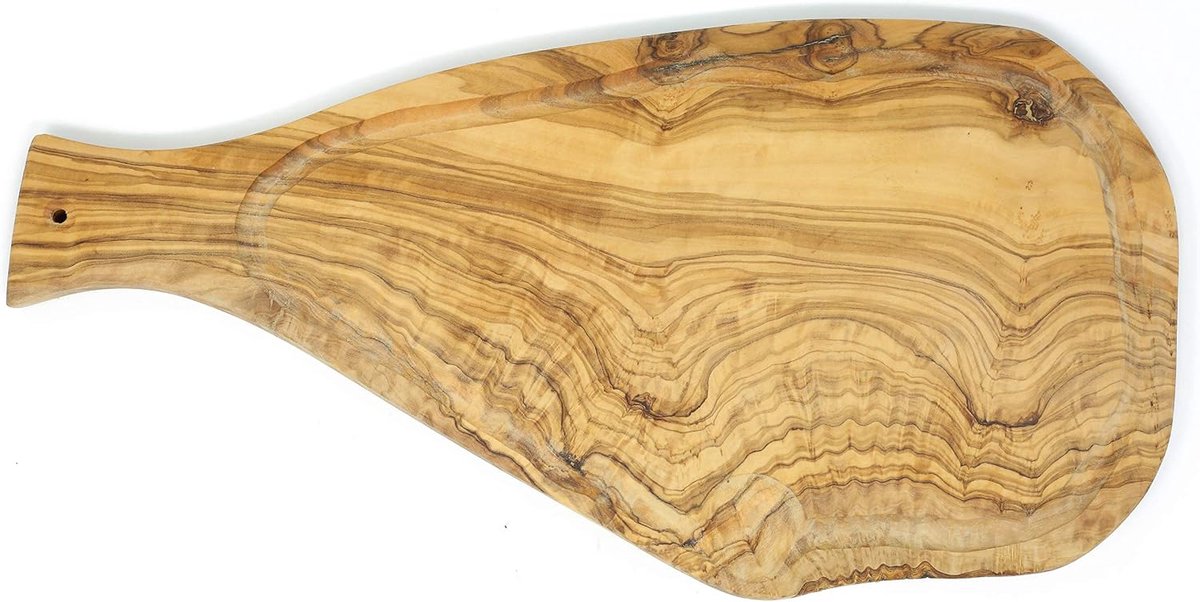 Olijfhout snijplank keukenplank 45 cm met handvat en sapgoot ook voor het serveren en serveren
