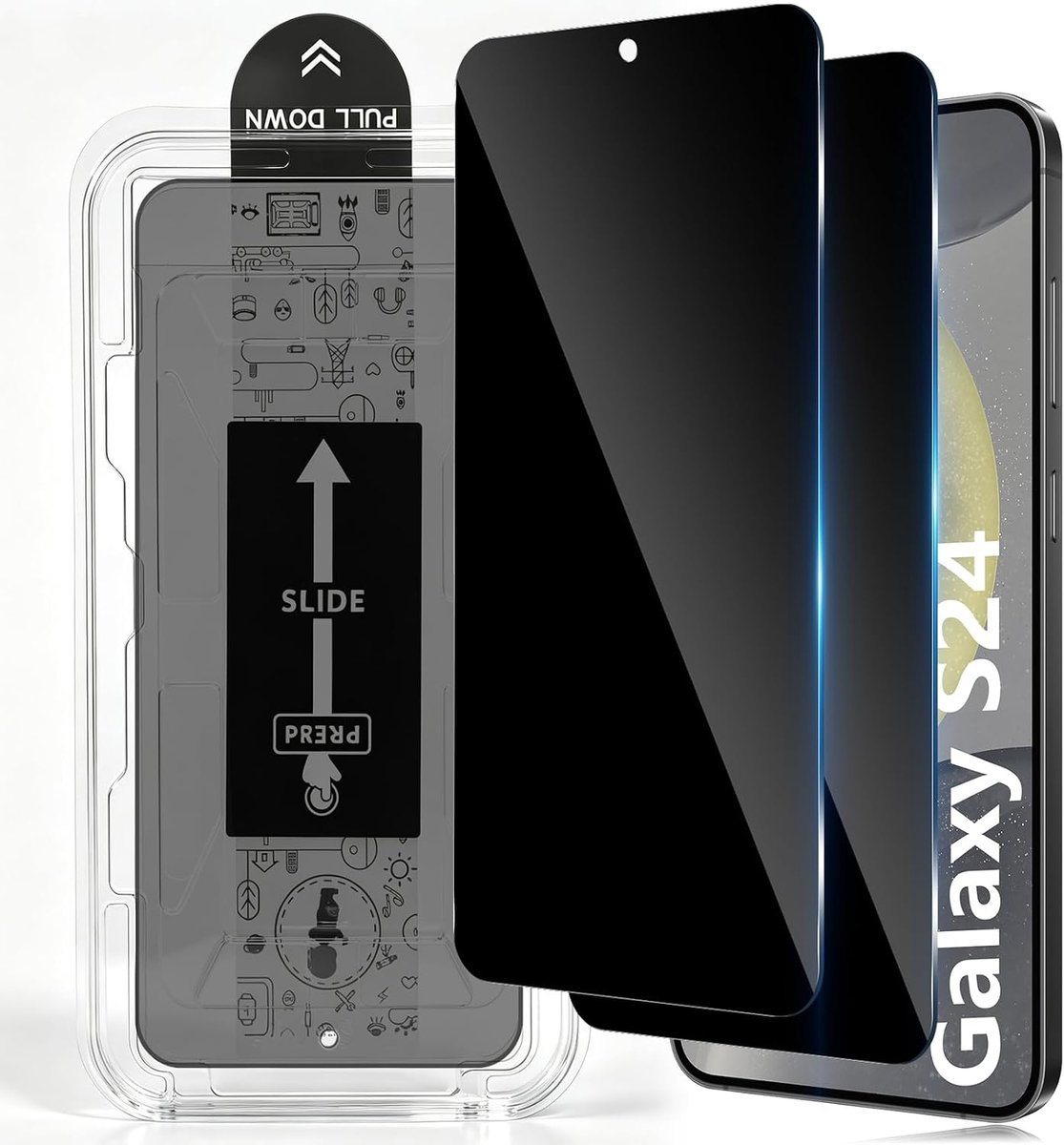 2 stuks Antispy Screen Protector voor Samsung Galaxy S24 Privacy, Guard 9H Filter Glas, Volledige Film gehard glas onbreekbaar, anti-verblinding