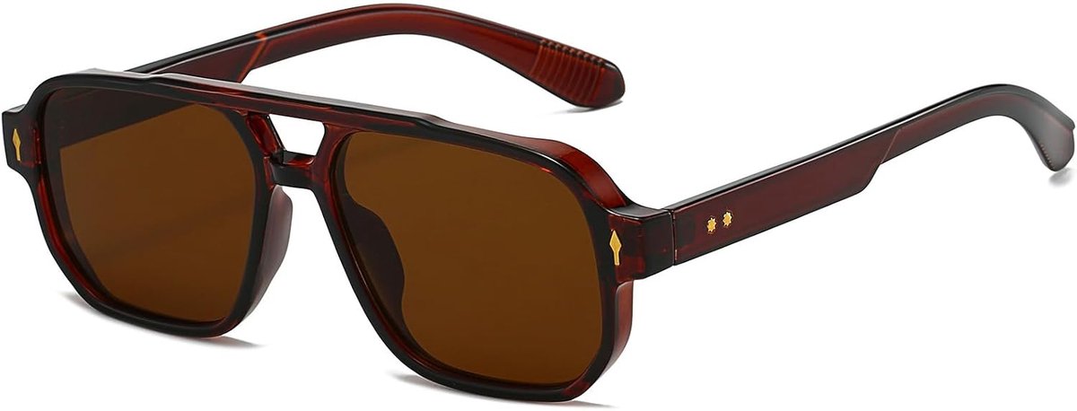 Vierkante zonnebril voor dames en heren, retro rechthoekige bril met UV400-bescherming