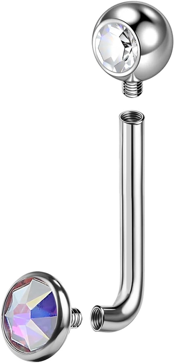 Titanium Christina Piercings Barbell, 14G intern schroefdraad verticale capuchon buikstangen, L gebogen VCH Ring Christina Barbells Navel Sieraden