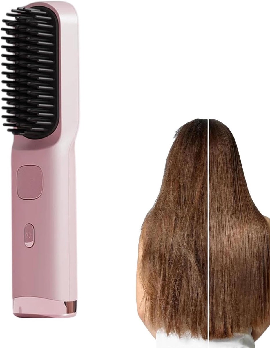Draadloze stijltang - Anti-brandwonden LCD-scherm Snelle Verwarming Styler - Draagbare Draadloze Stijltang Borstel | Voor Vrouwen Meisjes Lange Korte Styling Straightening Curling Thuis Reizen