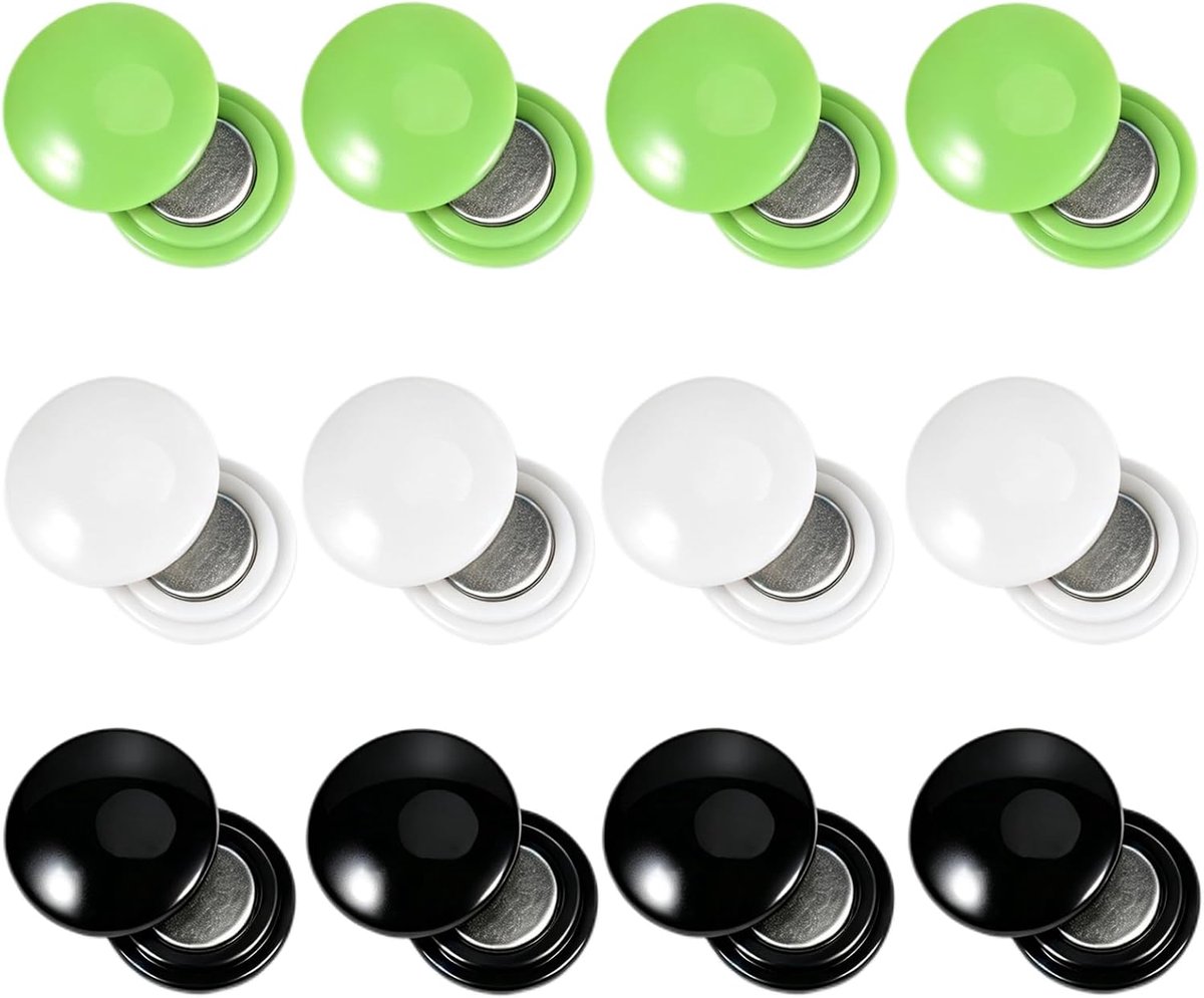 12 Pairs Magnetic Race Bib Clips, Magnetic Race Number Holder, Reusable Damage- Bib Clips for Marathon Running, Triathlon, Cycling and Track Field, White Black