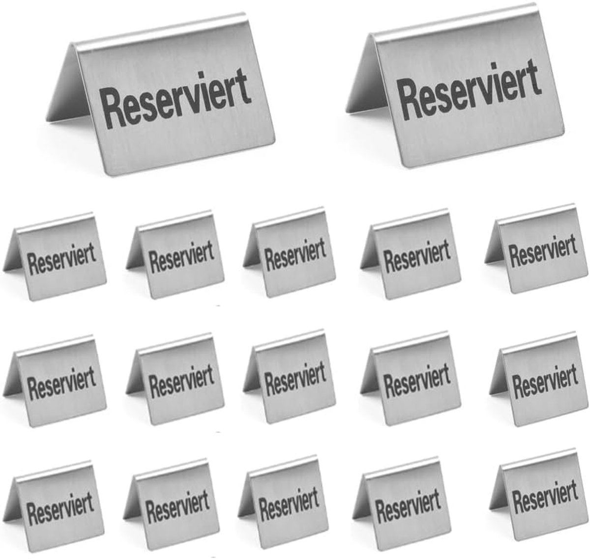 20 stuks tafelborden, gereserveerd, roestvrij stalen tafelstandaard, klassiek design, metalen bord met inscriptie, gereserveerd voor restaurants, bars, gastronomie, bruiloft, evenementen (50 x