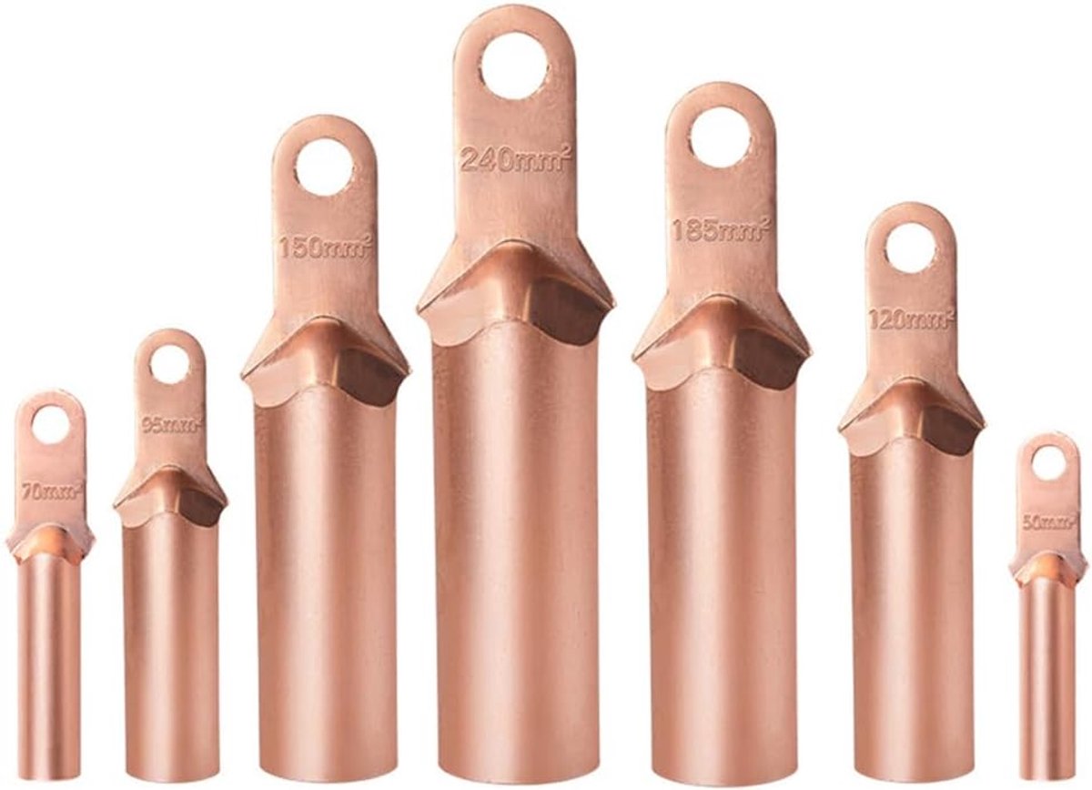 2 stuks krimpklemmen van koper, DT-70 mm², met kleine kop voor kabelgeleiding van stroomonderbrekers