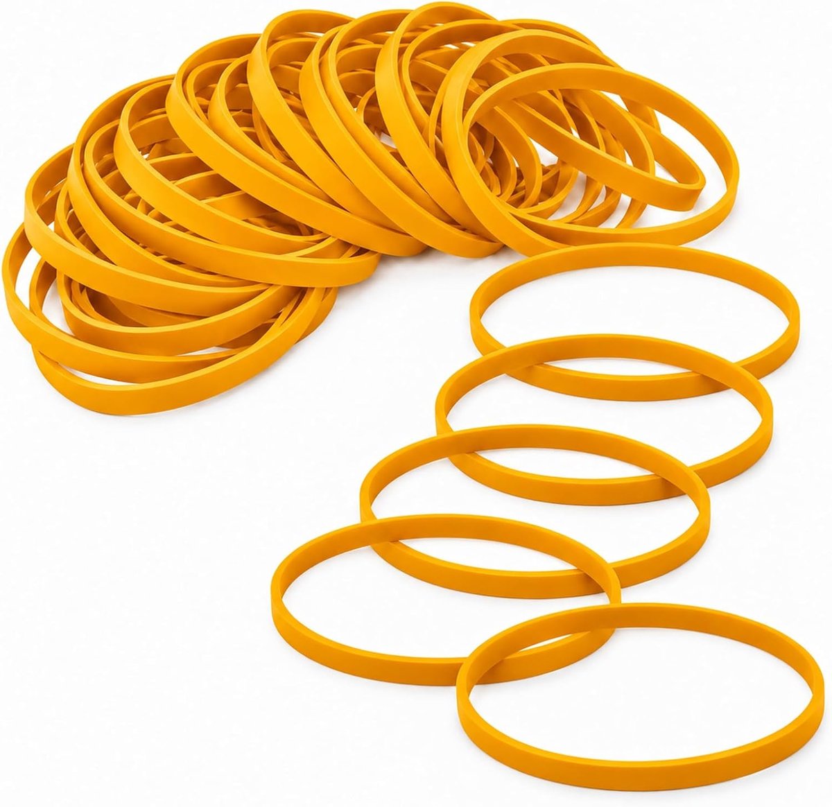 Rubber Geel 100 x 5mm Sterke Elastieken Toepassing School Kantoor Keuken Naaister Creatieve Prullenbak - 100st