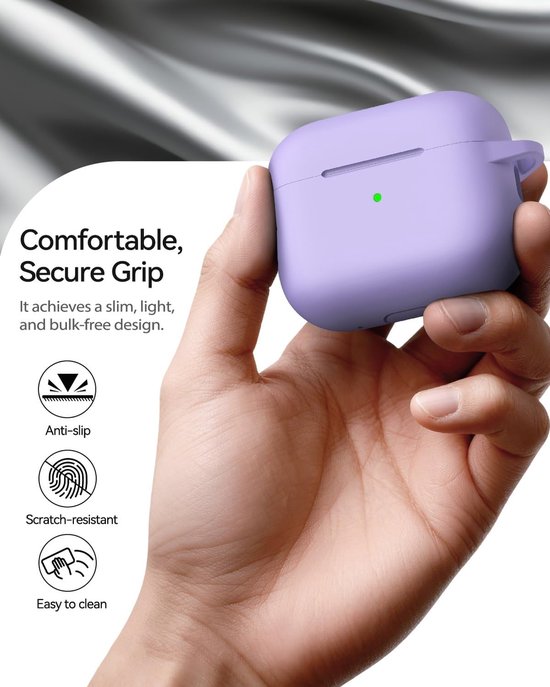 Siliconen voor AirPods Pro 3 Hoes, M-Light Purple — afbeelding 4