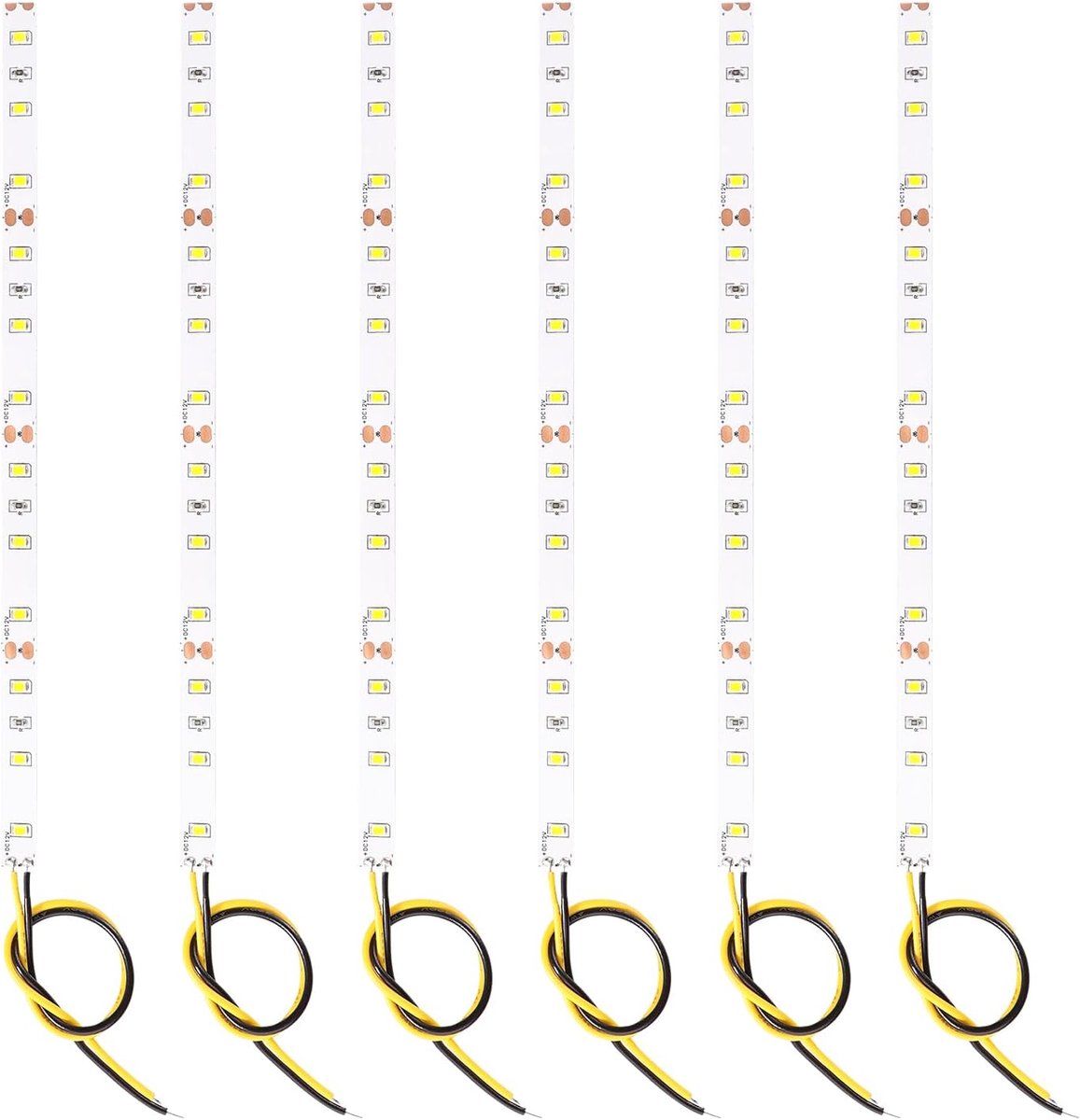 6 Stuks 200mm 12V - 18V Voorbedrade Strip, 2835 SMD LED Modelspoor LED-verlichting, LED-lamp Zelfklevend Flexibel, Geel