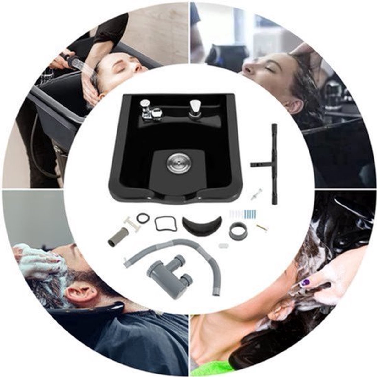 Shampookom Wandgemonteerd - Zwart - ABS - Voor Kappers En Schoonheidssalons - Haarwasgootsteen