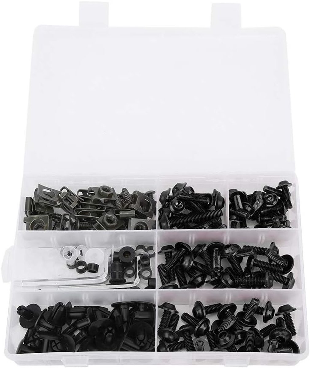 Motorfiets fairing bolt set 198-delig - universeel - aluminium - vervangingsset voor betrouwbare montage - ShopVlot