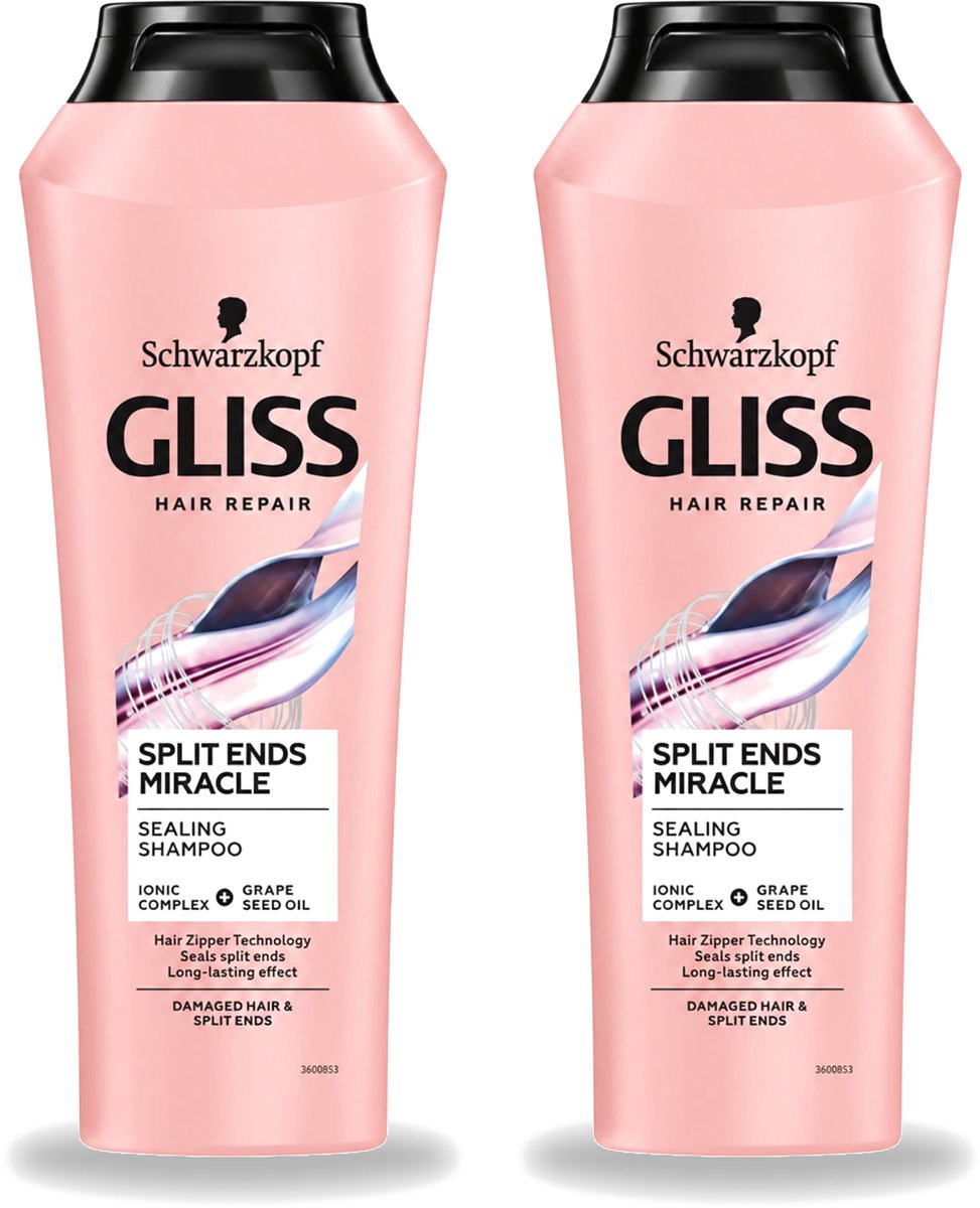 2 x Gliss - Shampoo - Split Hair Miracle - Voor Beschadigd Haar - 250 ml - Voordeelverpakking - 2 stuks