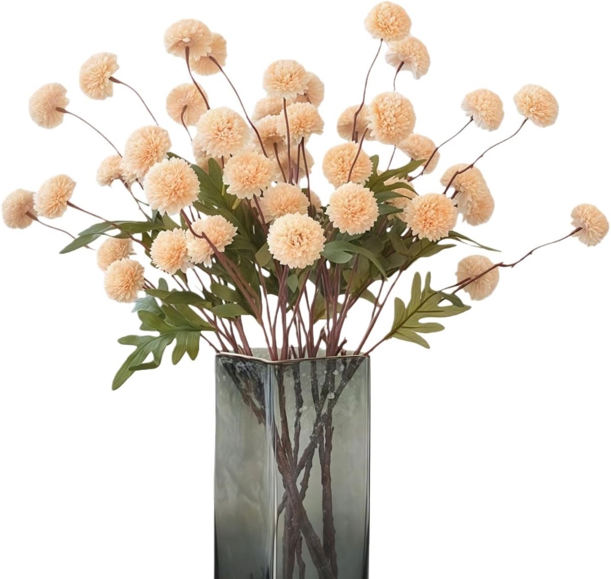 8 Stuks - Kunstzijde Pompon Bloemen - Kunstbloemen - Herfst Decoratie Chrysanten - Faux Zijde Goudsbloem - Oranje Roze - 51 cm - Nepbloemen Vaas - Bruiloft Decoratie - Thanksgiving - Huisdecoratie - DIY Herfstkrans - Sfeerlicht - Kunstplanten