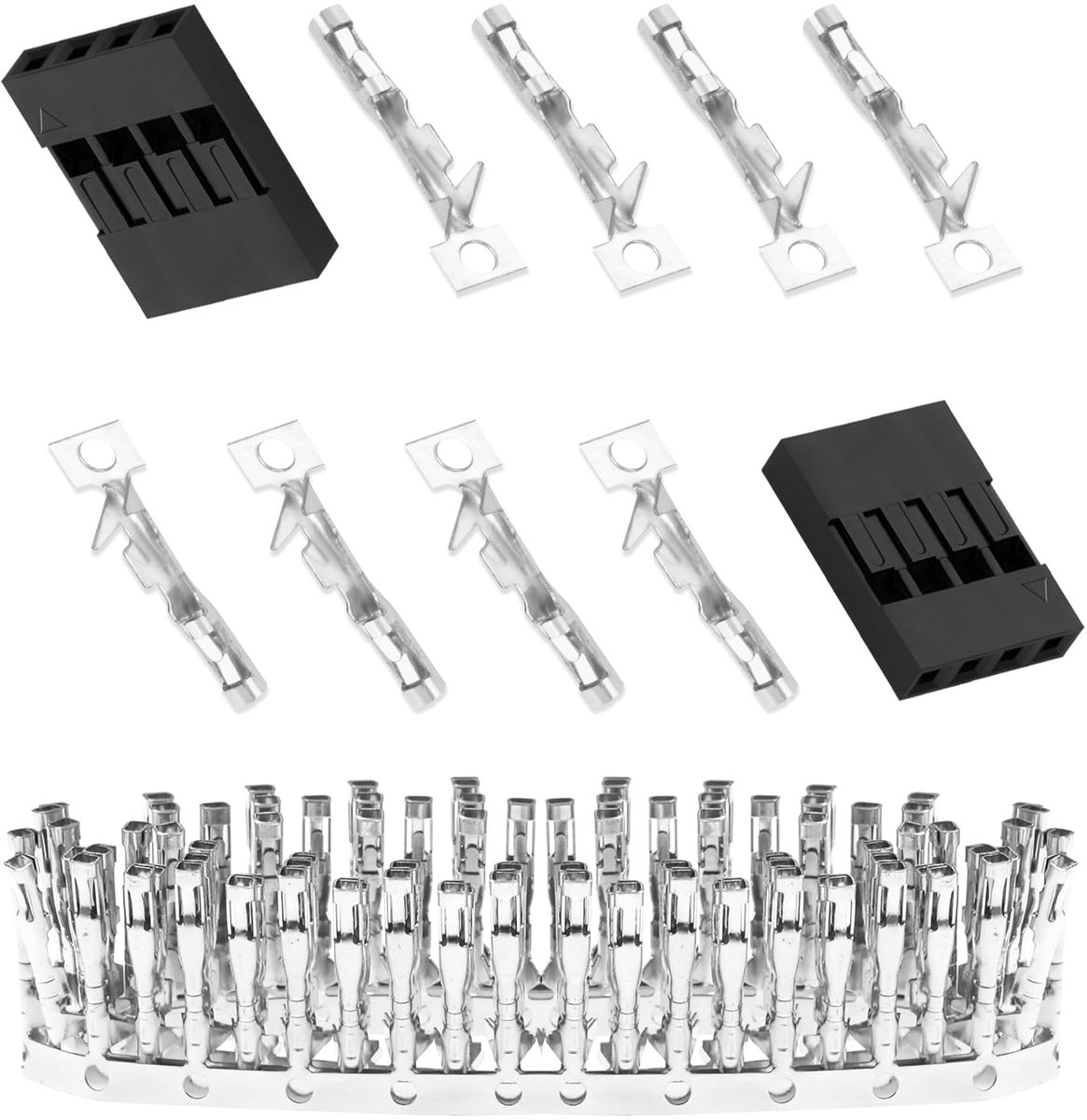 Pzsmocn 50 Sets for DuPont 2.54 mm Pitch 4-Pin Female Adapter Cable Connector Accessories. 250 Pieces 2.54 mm Pitch - ShopVlot