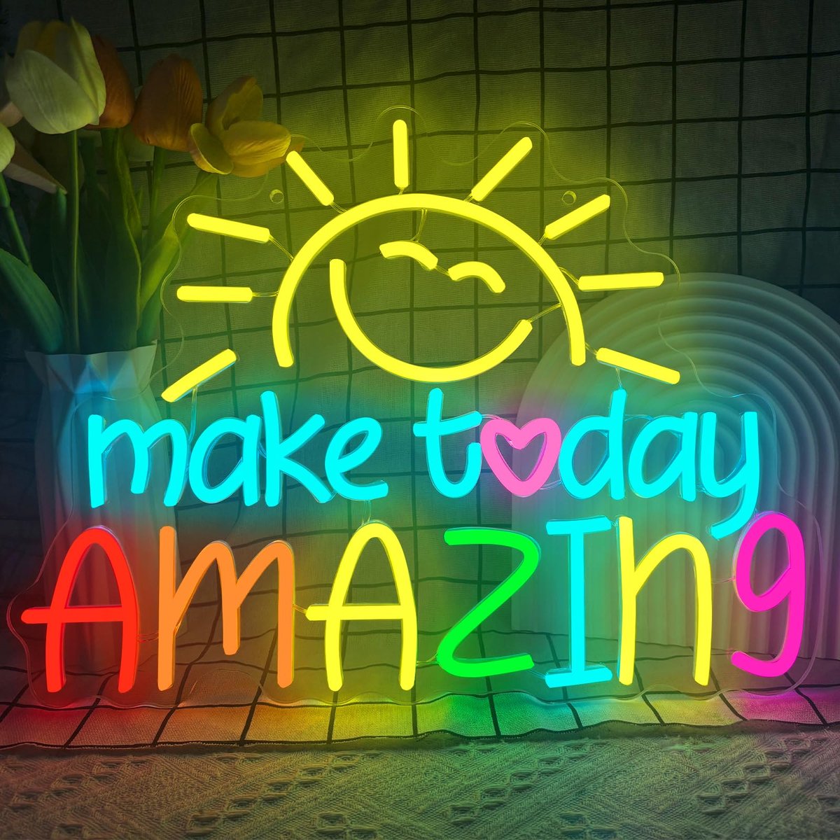 Make Today Amazing Neon Sign Sunshine Led Neonlicht voor Wanddecoratie - ShopVlot