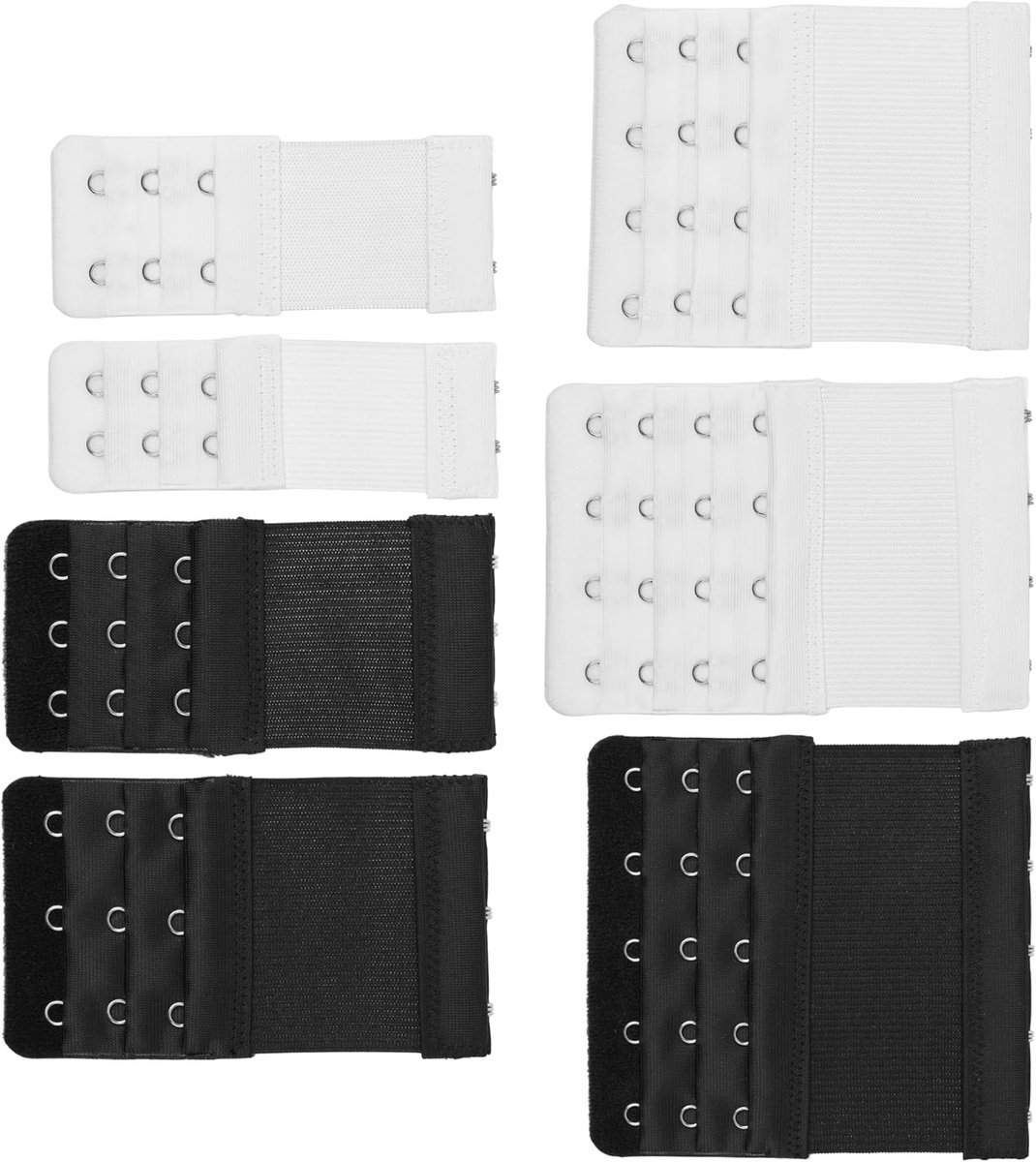 Bh uitbreiding 2x3, 3x3, 4x4 of 5x3 haaklijn - zwart en wit - zacht en elastisch - verstelbare bh bandjes - ShopVlot