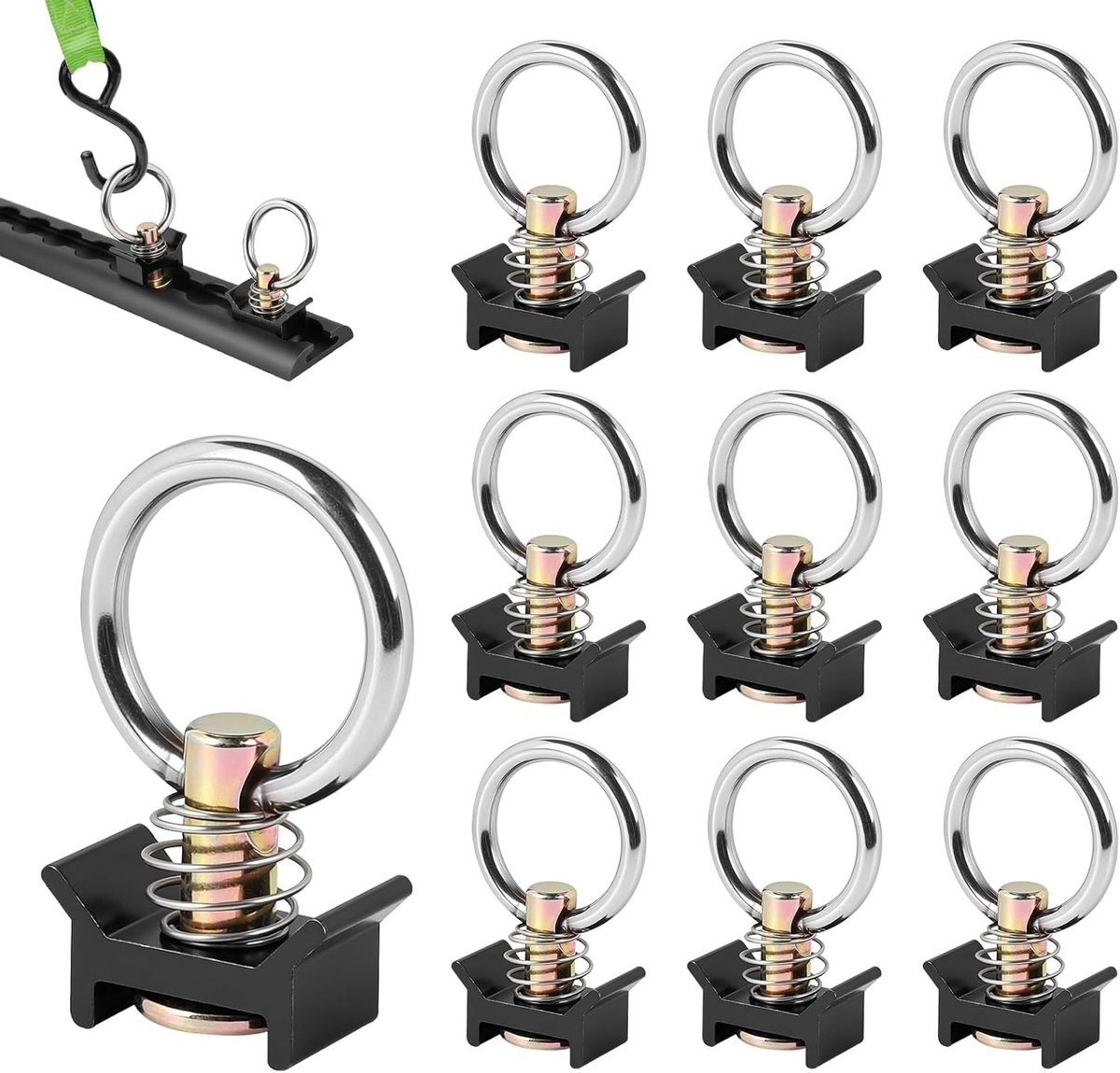 Airline-rail fittingsring 10 stuks - 900 kg draagvermogen - enkel eindbeslag - eenvoudig vastzetten van lading - ShopVlot