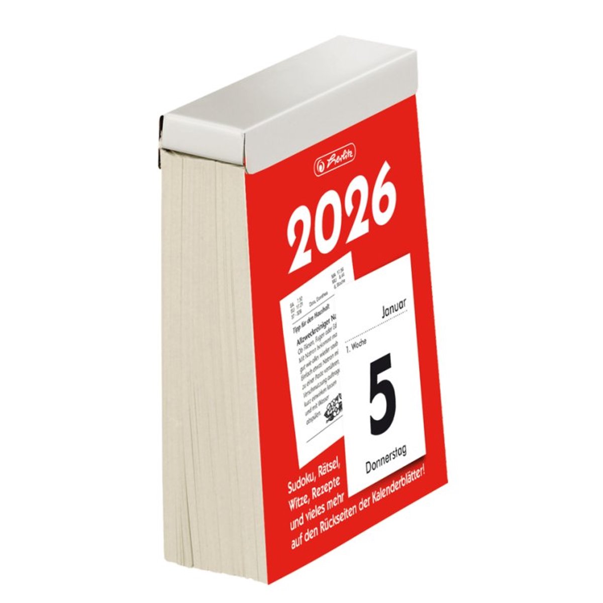 herlitz dagabreiskalender, 81 × 106 mm, metallhouder