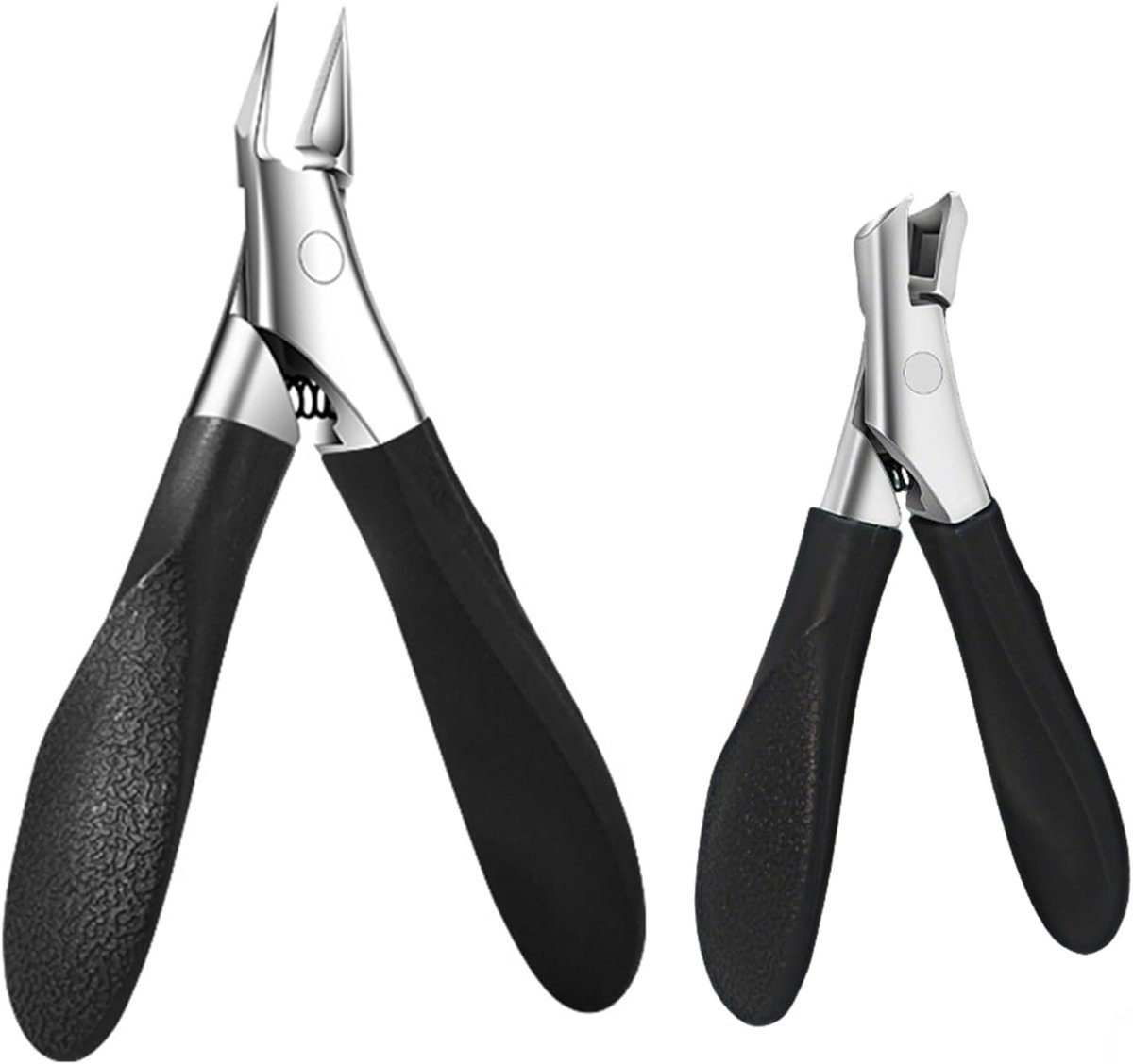 SnelShoppen - Professionele Nagelschaar Set - Roestvrij Staal & ABS met Ingebouwde Veer - Zachte Handgreep - 2-delige Set voor Nagelverzorging - Zwart